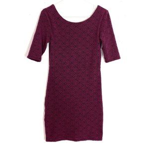 Free People Lady Pucker Scoop Back Bodycon Bohemian Dress Size Medium Red Pink